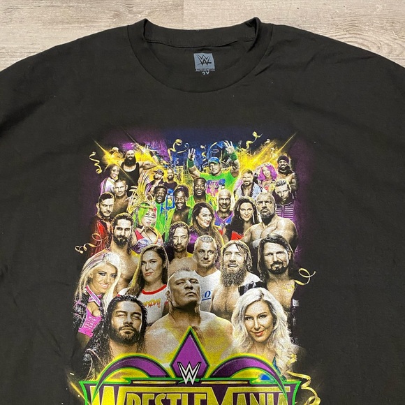 2018 WWE Authentic Wrestlemania New Orleans Short Sleeve T-Shirt Men’s Size XXL - Picture 3 of 4
